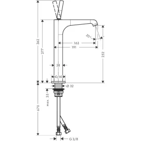 Axor Hansgrohe Citterio E mitigeur lavabo 280 ss vidage: 36104000.